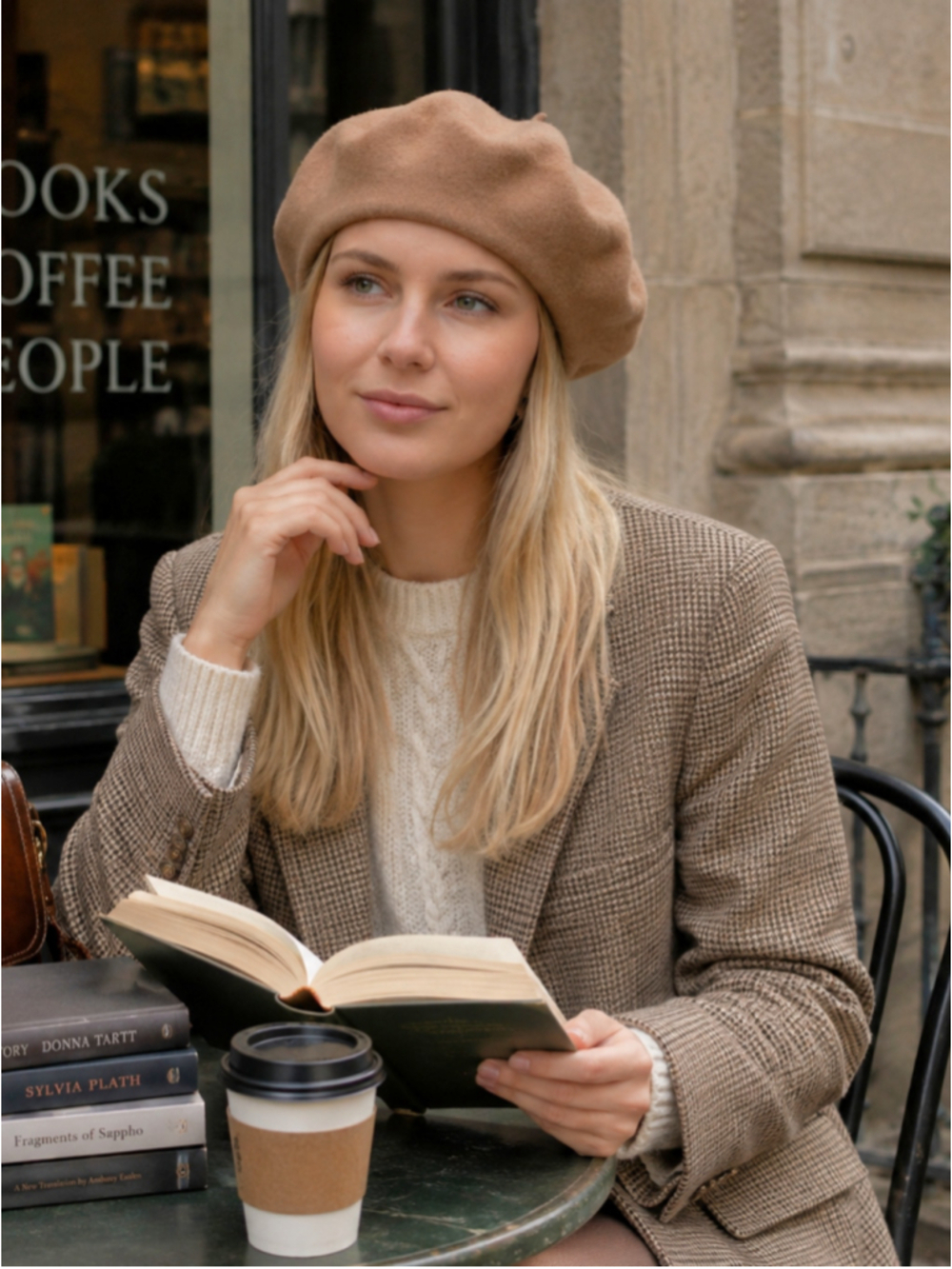 Vintage Y2K American Apparel Tan Wool Beret OS